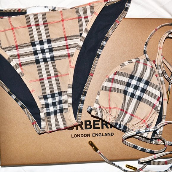 vintage check triangle bikini